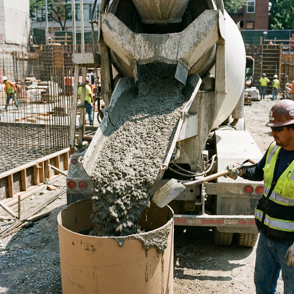 Pouring Concrete Truck