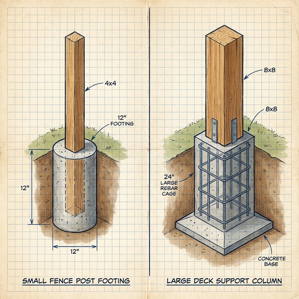 Fence vs Deck Footing